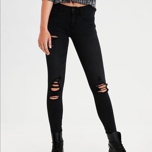 AEO distressed black jeggings